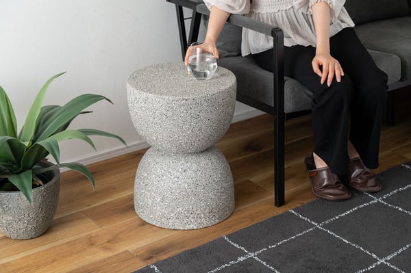 サイドテーブル 幅35×奥行35×高さ46cm 完成品 組立不要 グレー ホワイト テラゾー柄 グレ