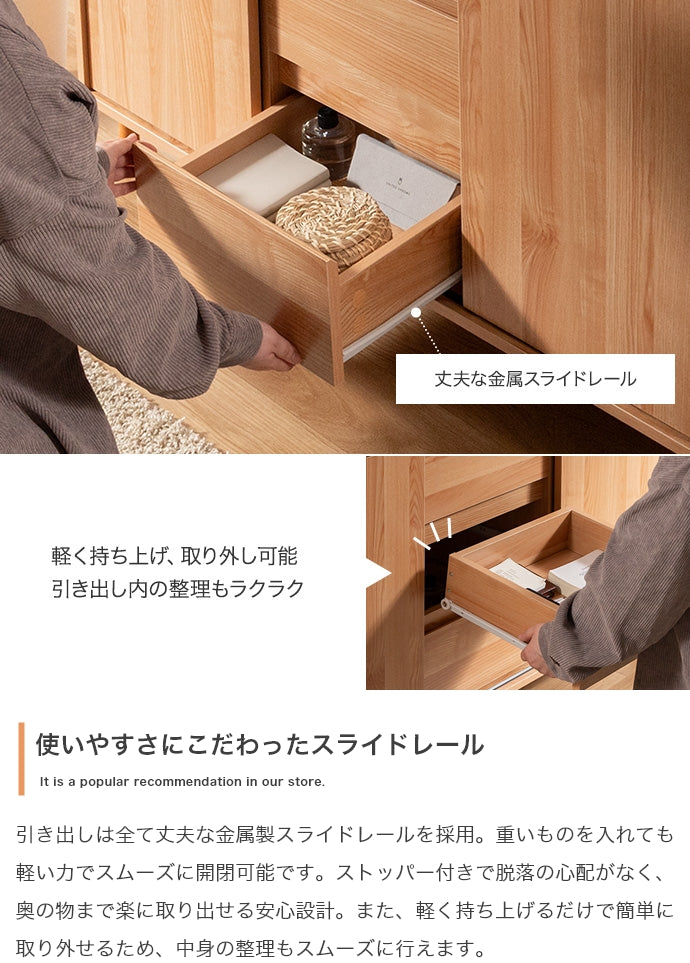 キャビネット 幅115cm 引き出し付きキャビネット サイドボード リビングボード 引き出し付き