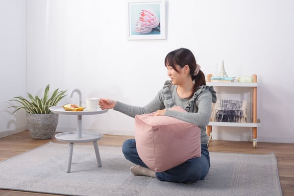 ファブリック ミニビーズクッション 幅30×奥行30×高さ30cm 日用品 完成品 組立不要 北欧