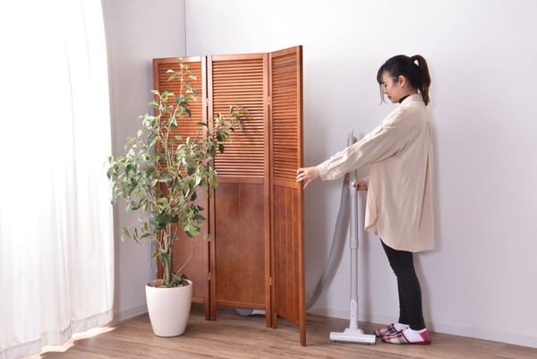 スクリーン 4連 幅40×奥行4×高さ160cm パーテーション 完成品 組立不要 ブラウン 全3色