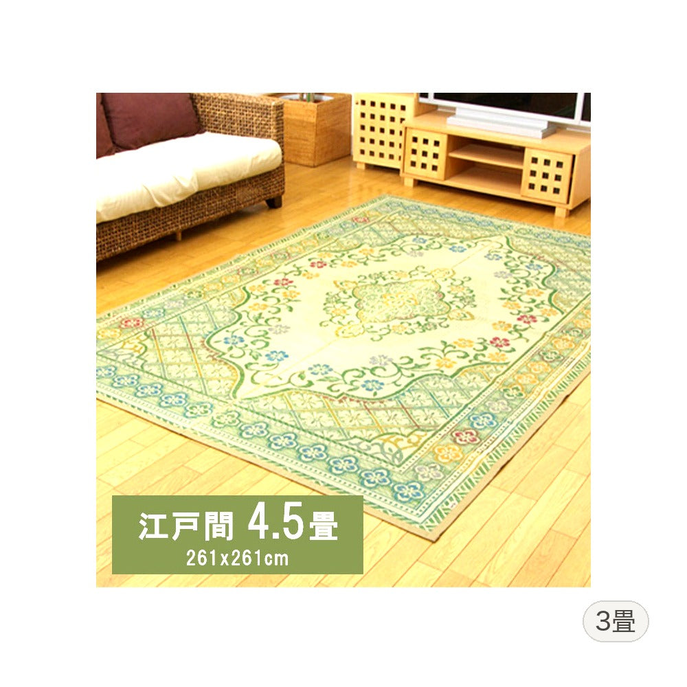 花ござ アシック 江戸間3畳 GN 174X261 174×261cm ラグマット カーペット ラグ