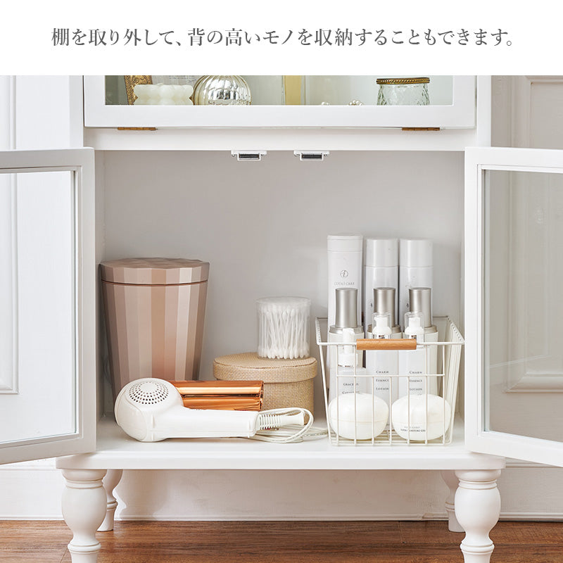 キャビネット ガラスキャビネット(アンティークホワイト) RCC-1788AW (約)幅60×奥行35×高さ90cm