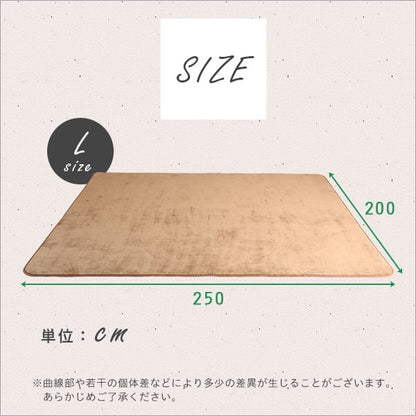 高密度フランネルマイクロファイバー・ラグマットLサイズ(200×250cm)洗えるラグマット ラグ