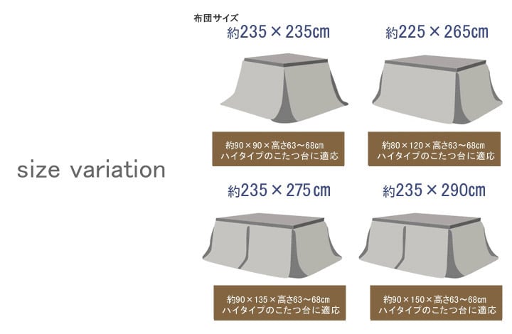 ハイタイプ *ニードル 大判長方形5尺 掛 GN 235X290 235×290cm こたつ コタツ