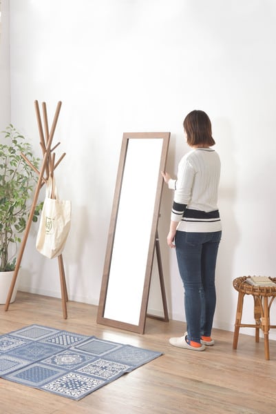 トリコ スタンドミラー 幅45×奥行43×高さ147cm ミラー 完成品 組立不要 ブラウン ミラ