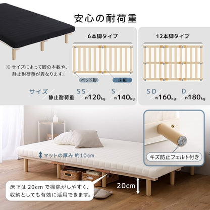 脚付きウレタンロールマットレス シングルサイズ 190N 高反発 洗える 一人暮らし