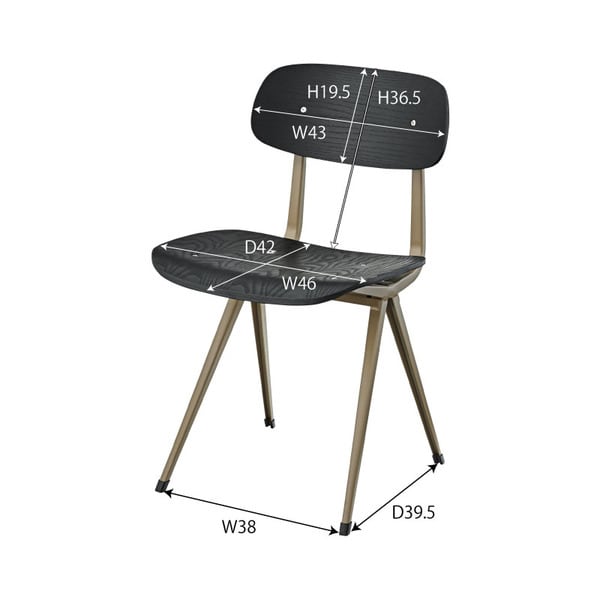 ダイニングチェア チェア 幅46×奥行50×高さ78cm ダイニング家具 完成品 組立不要 ブラック