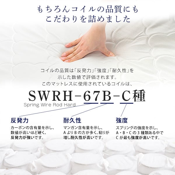 特許技術の圧縮梱包 ポケットコイルマットレス(セミダブル) マットレス 寝具 セミダブル 高品質