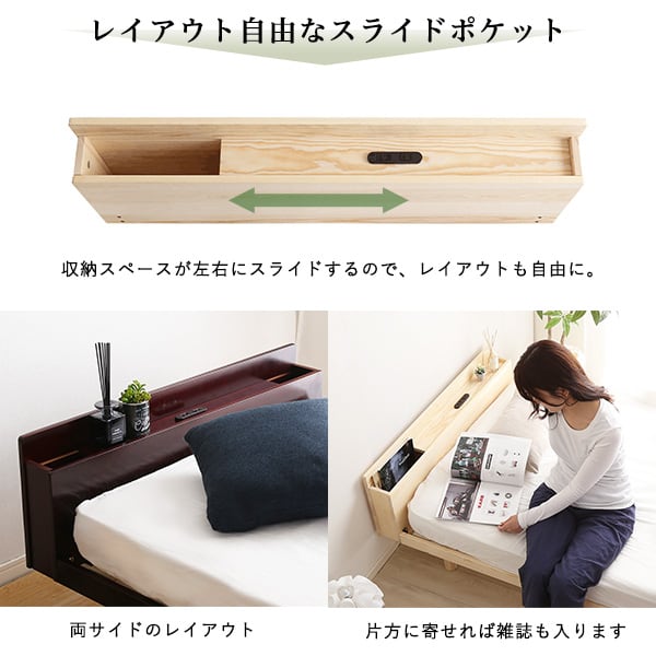 パイン材脚付きすのこベッド リリッタ専用宮単品(ダブル用) インテリア 寝具 収納 ベッド 宮棚