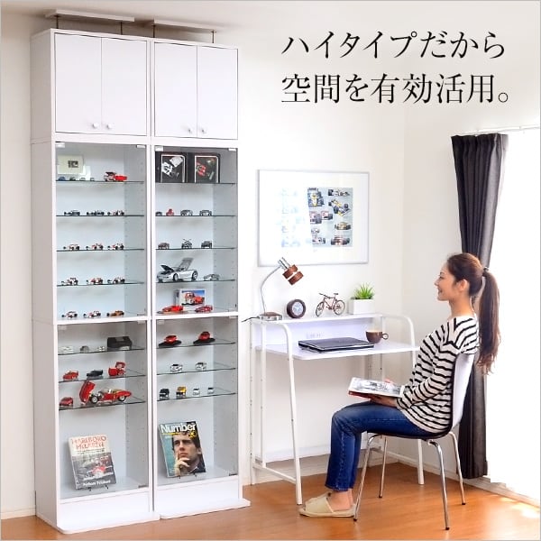 コレクションラック 深型ハイタイプ セット(本体+上置き) コレクションケース 壁面収納 収納棚