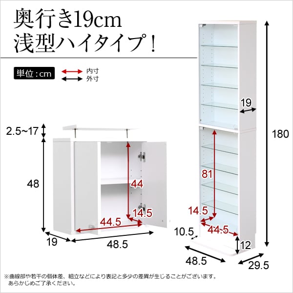 コレクションラック 浅型ハイタイプ セット(本体+上置き) コレクションケース 壁面収納 収納棚