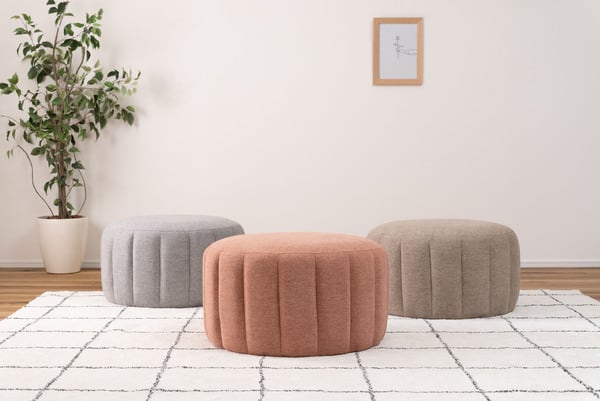 スツール 幅60×奥行60×高さ35cm オットマン 腰掛け 完成品 組立不要 ベージュ ピンク