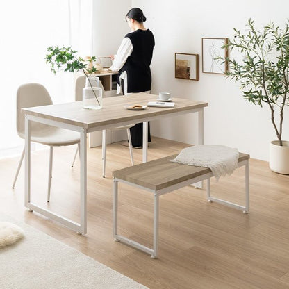 ダイニングセット 4点セット Moku 幅130cmダイニングテーブル+ダイニングベンチ+チェア2脚 スチール