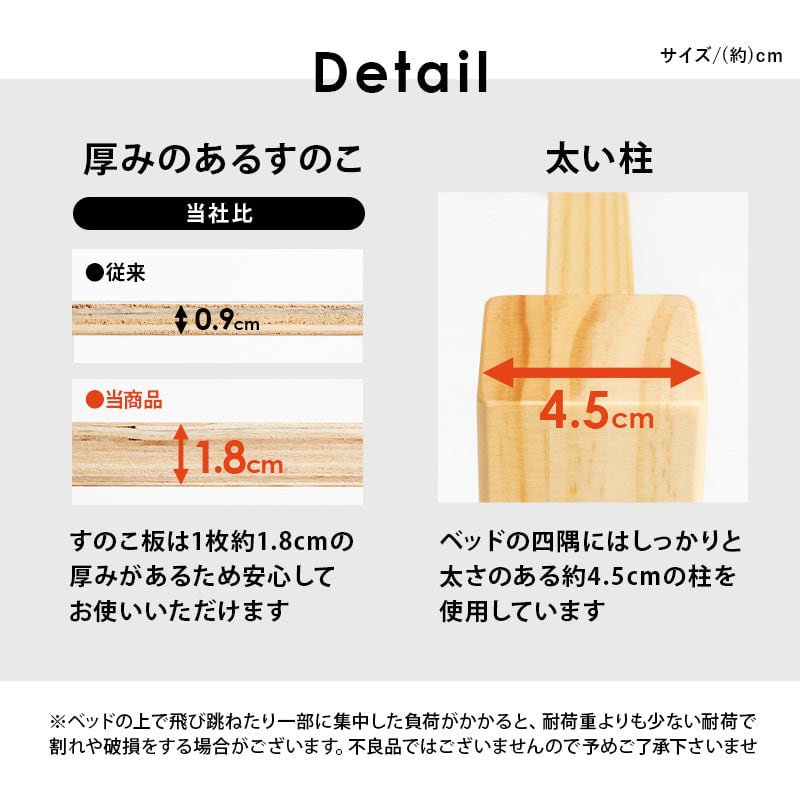 マットレス 組立簡単 マットレス付シングルベッド (約)幅97×奥行195×高さ20cm 天然木