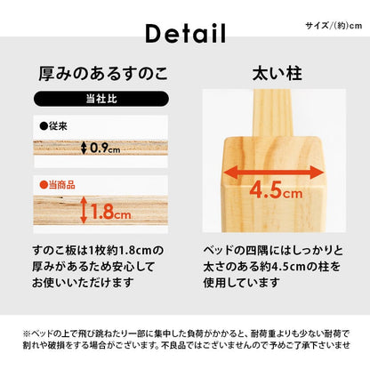 マットレス 組立簡単 マットレス付シングルベッド (約)幅97×奥行195×高さ20cm 天然木