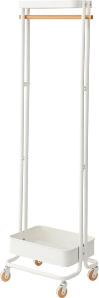 ハンガーワゴン 幅50×奥行36×高さ156cm 衣類収納 スリム 薄型 北欧 グリーン ホワイト 天然木