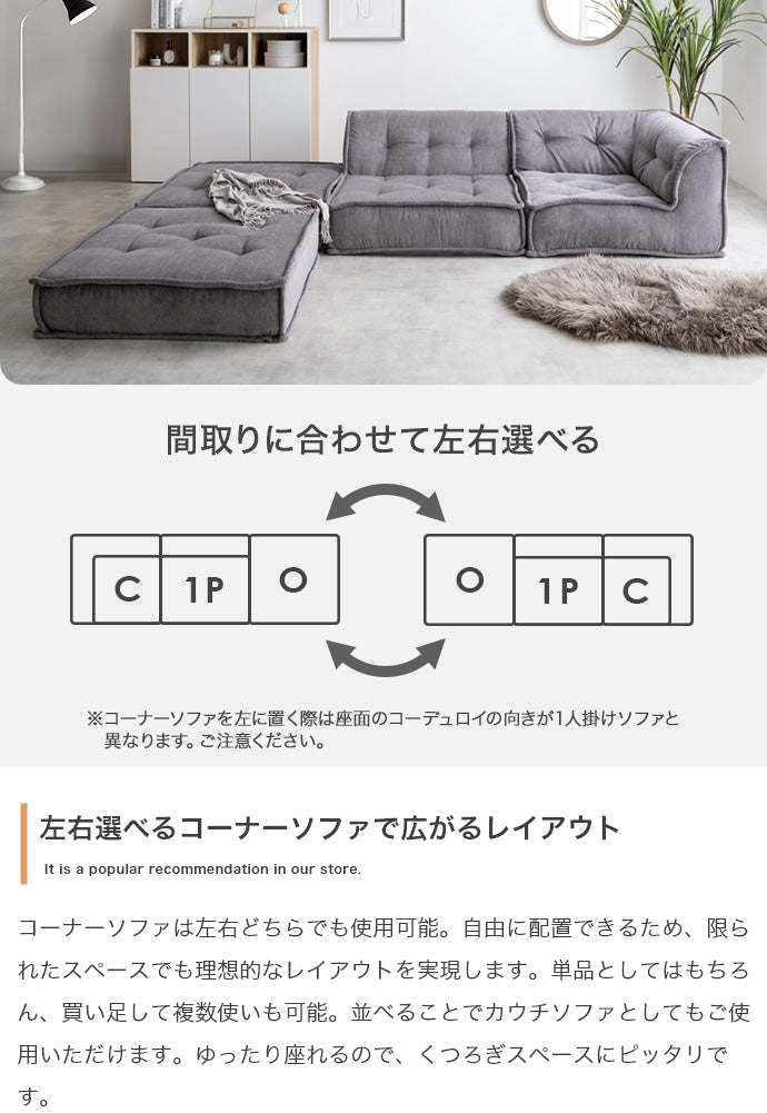 ソファー 2人掛け 2点セット Chouchou 2人掛けフロアソファ ローソファー 2P