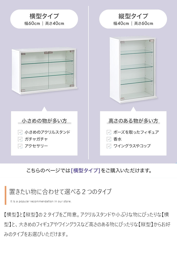 コレクションラック 幅60cm×高さ40cm Grami 卓上コレクションケース 横型 幅60cm