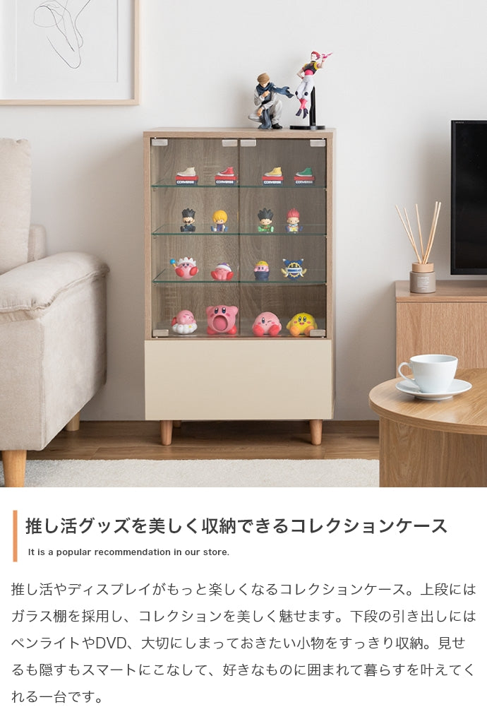 コレクションラック 幅50cm×奥行29.6cm Mysa 引き出し付きコレクションケース