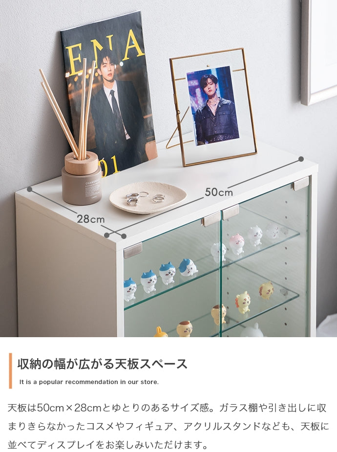 コレクションラック 幅50cm×奥行29.6cm Mysa 引き出し付きコレクションケース