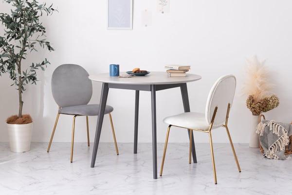 ダイニングテーブル ラウンドテーブル 幅90×奥行90×高さ72cm ダイニング家具 グレー 大理石