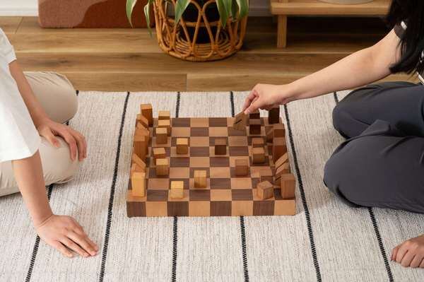チェス 幅40×奥行40×高さ4.5cm 完成品 チェスセット オブジェ 飾り 天然木
