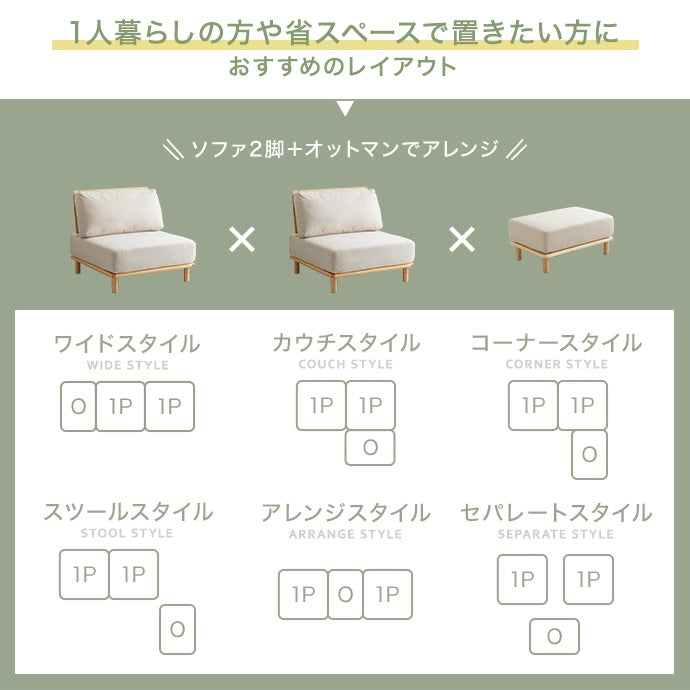 ソファー 4点セット ファブリックローソファ3脚+オットマン1脚 ローソファー カウチソファ