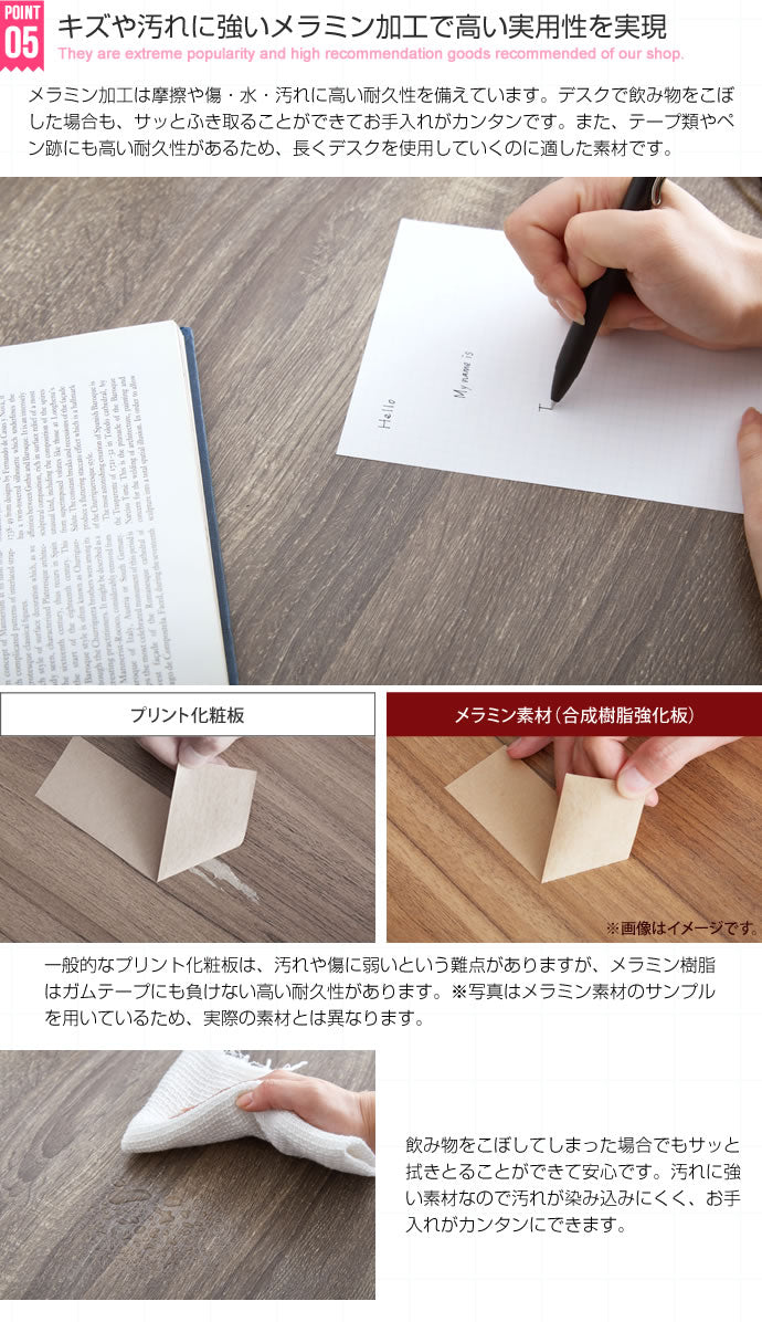 デスク 幅120cm Ella 収納付きデスク ワークデスク パソコンデスク 学習机 勉強机 平机