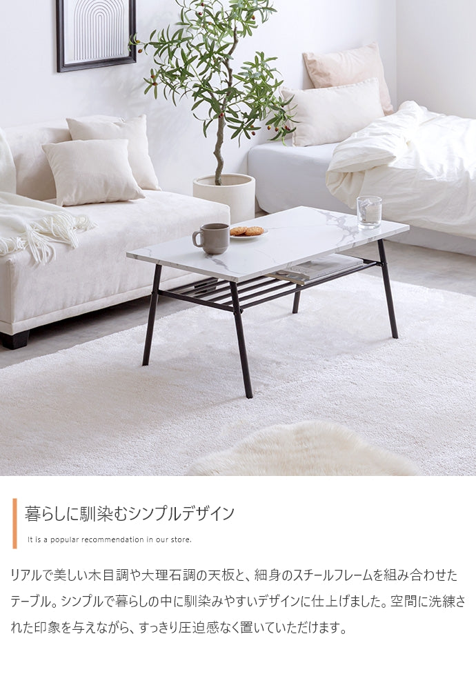 テーブル 幅80cm Rio 棚付きセンターテーブル リビングテーブル 棚付き