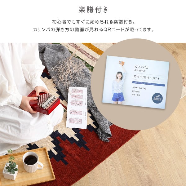 指で弾くピアノ カリンバ初心者セット 絵柄付きタイプ ハードケースつき カリンバ 親指ピアノ 楽器