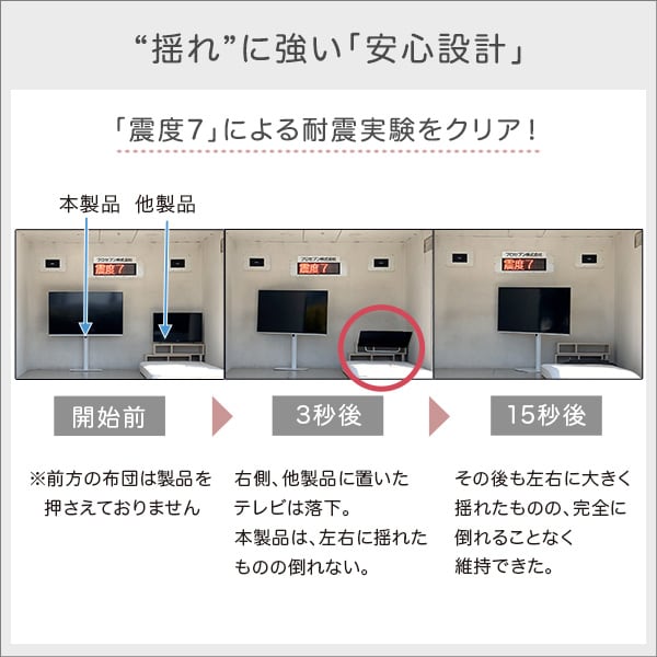 八角壁寄せテレビスタンド ロータイプ 32から65インチ ワイドスイング スチール