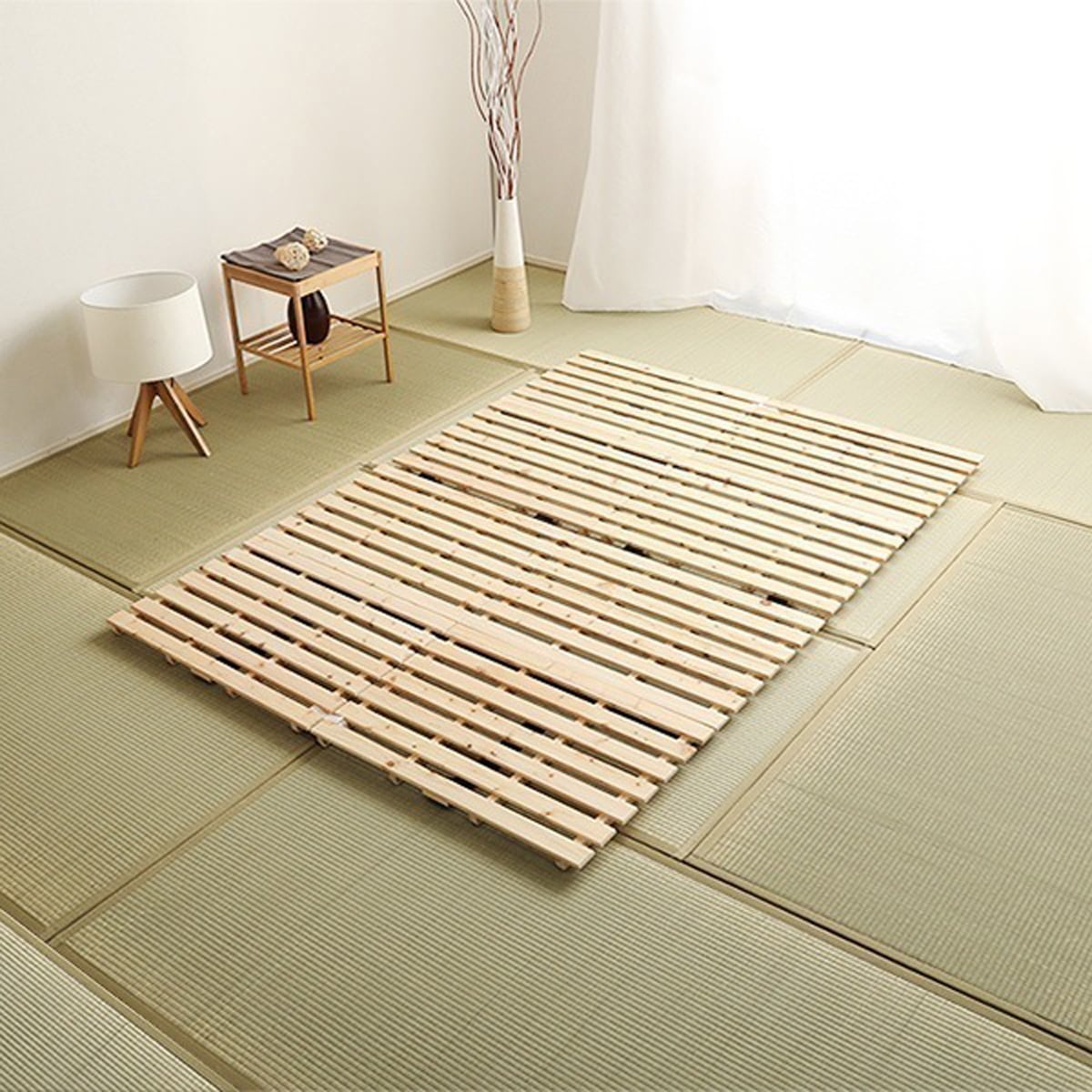 マット すのこベッド二つ折り式 檜仕様(ダブル) 140x196x3.8cm 家具 インテリア 湿気