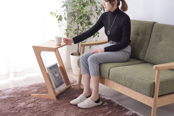 カーティス サイドテーブル 幅40×奥行31.5×高さ57cm ブラウン ナチュラル テーブル