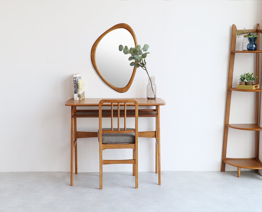 ミラー Wall Mirror -pebble- 幅45×奥行2.2cm 完成品 天然木