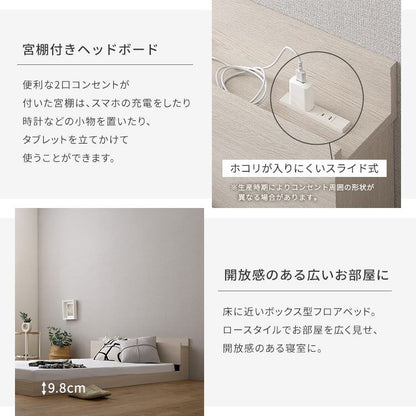 夫婦 カップル デザインフロアベッド ボンネルコイルマットレスセット(ダブル) 幅145.2×奥行215cm