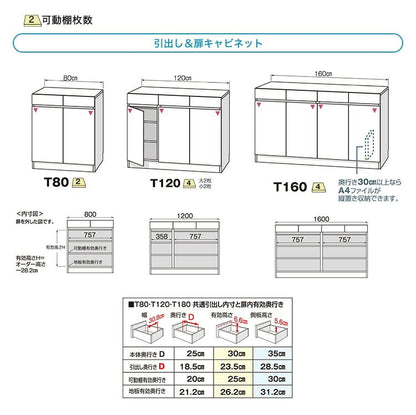 ラック セミオーダーカウンター下収納ぴったりくん キャビネット 幅80cm×奥行25cm 全14色 完成品