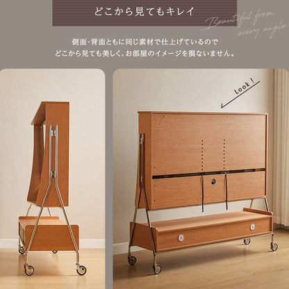 キャスター付き TVスタンドシェルフ Trev-トレヴ- 幅139.3×奥行42cm スチール 一人暮らし