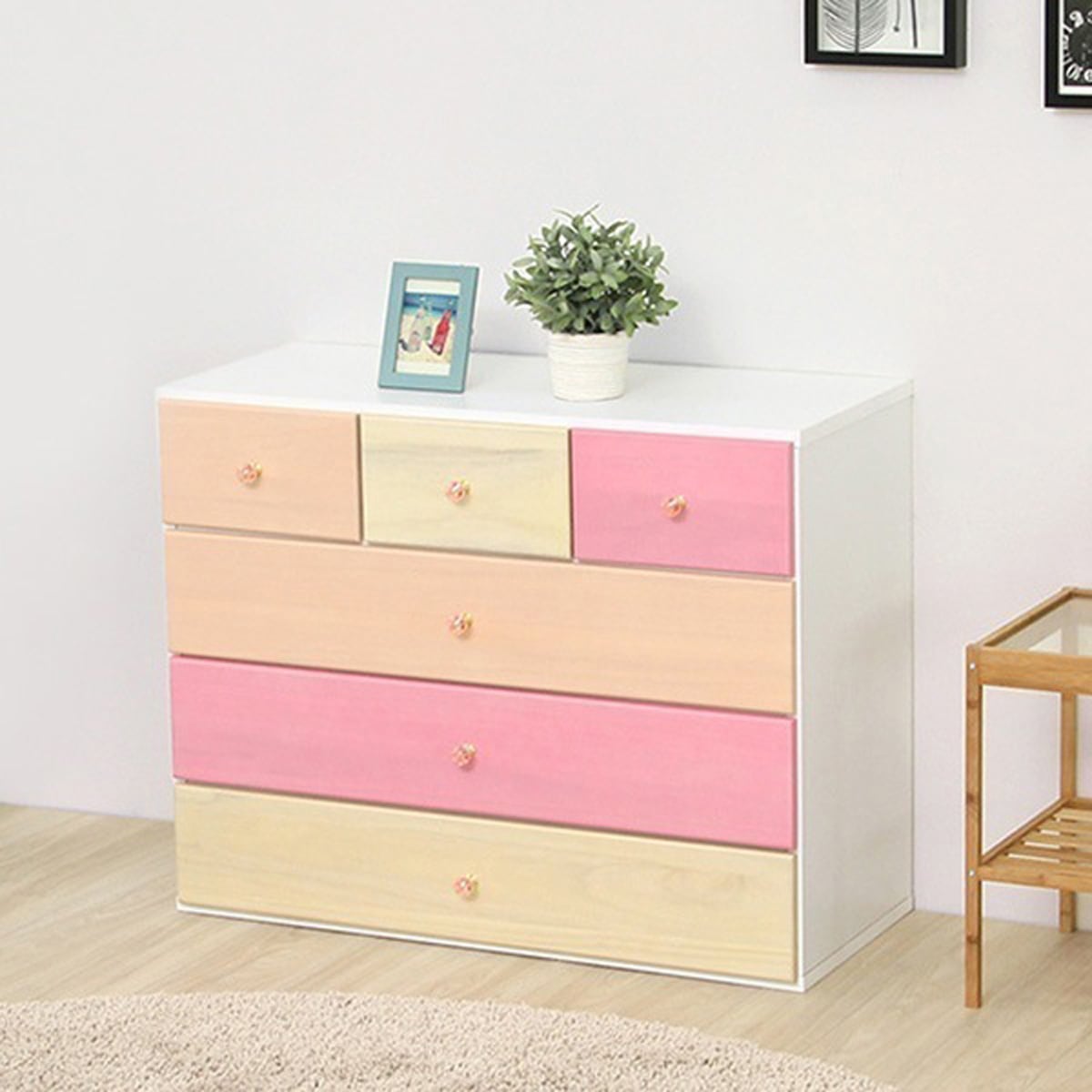 オシャレに可愛く収納 リビング用ローチェスト 4段 幅90cm 天然木(桐)日本製 インテリア 収納