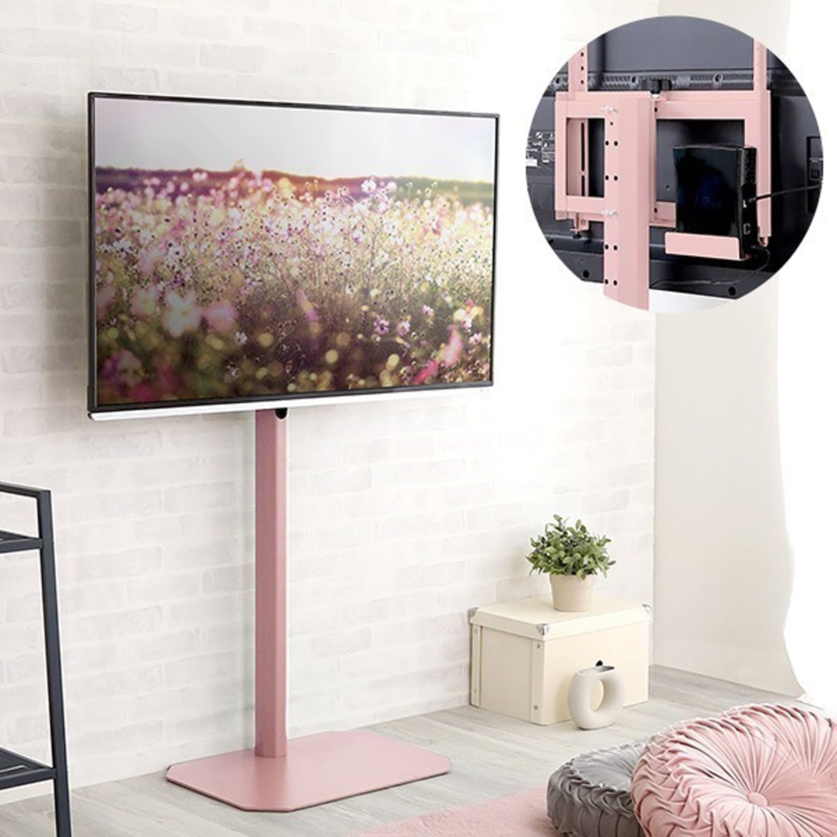 テレビ台 大人かわいいインテリア 八角テレビスタンドハイタイプ専用 ハードディスクホルダーセット