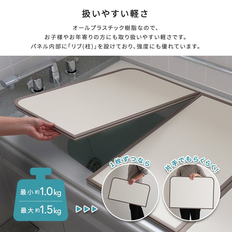 軽くてカビが生えにくい組み合わせ風呂ふた 幅68×奥行き98cm(2枚組) お風呂用品 浴槽 風呂蓋