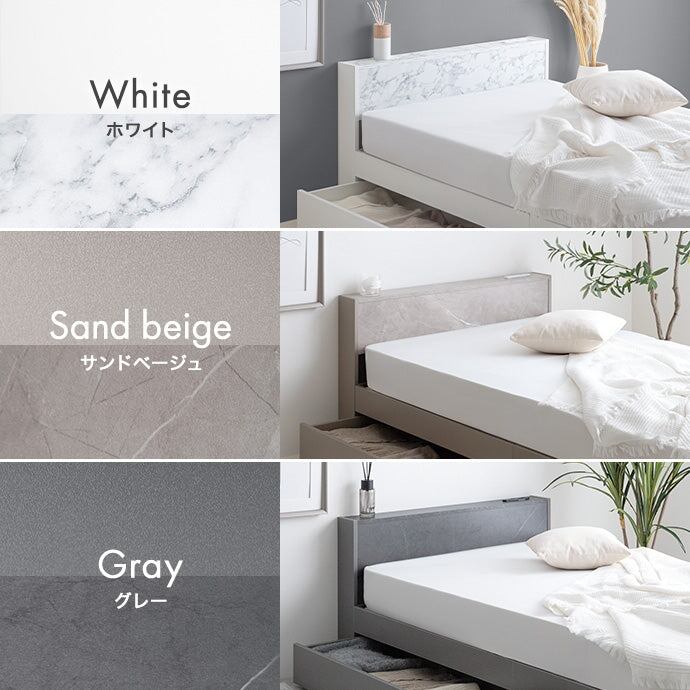 マットレス付き シングル 宮棚&コンセント付引き出し収納ベッド ベッドマットレス 敷布団 幅98×奥行207cm