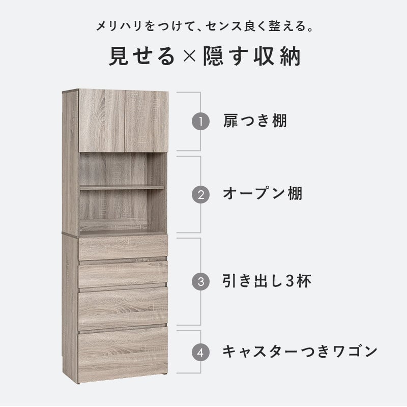 ハイタイプすき間収納 (約)幅59×奥行31×高さ180.5cm 全3色