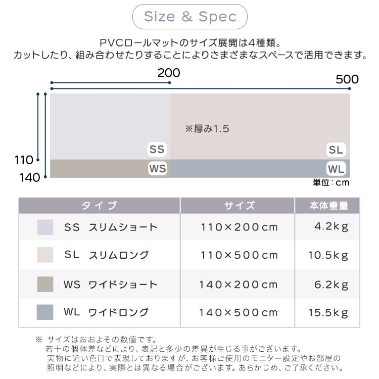 ラグ 継ぎ目がない!PVCロールマット スリムショート(110×200cm) ロールマット 赤ちゃん