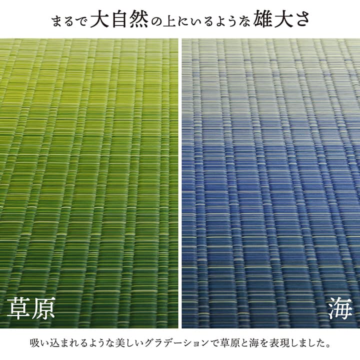花ござ 大自然 江戸間3畳 ウミ 174X261 174×261cm ラグマット カーペット ラグ