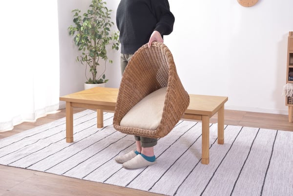 ラタン フロアチェア 幅53×奥行49×高さ38cm チェア ダイニングチェア デザインチェア