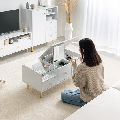 テーブル ドレッサーテーブル リビングテーブル 幅86×奥行40cm ガラス
