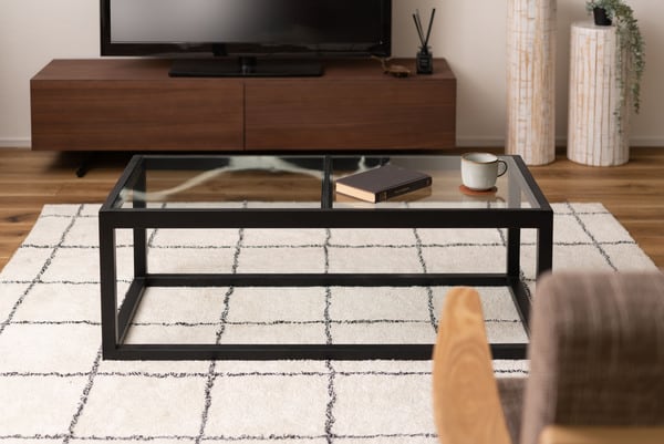 ガラステーブル 幅110×奥行50×高さ38cm テーブル ローテーブル センターテーブル 完成品
