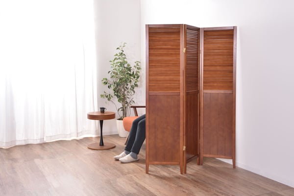 スクリーン 3連 幅40×奥行3×高さ160cm パーテーション 完成品 組立不要 ブラウン 全3色