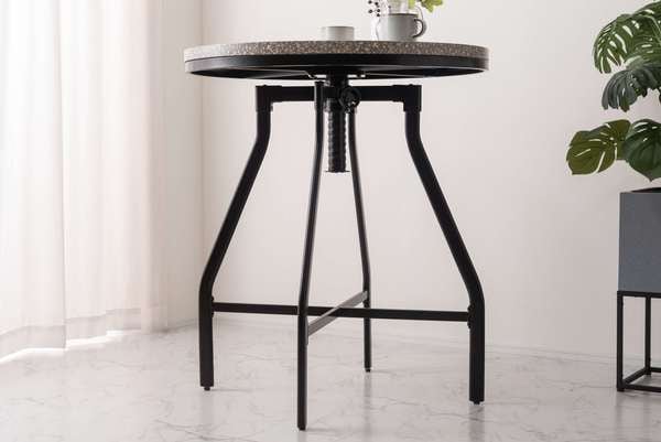 ダイニングテーブル ハイテーブル 幅80×奥行80×高さ92cm ダイニング家具 ハイタイプ 昇降 ブラック 昇降式 スチール