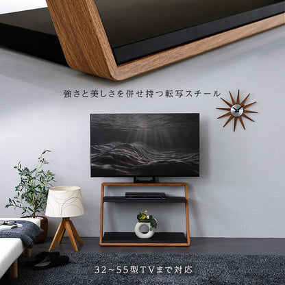 テレビ台 木目が美しい棚付きZ型壁寄せテレビスタンド オシャレ 木目調 棚セット 省スペース スリム スチール